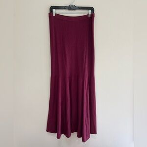 NWT Spiegel Silk Cashmere Knit Maxi Skirt in Wine Plum, size L